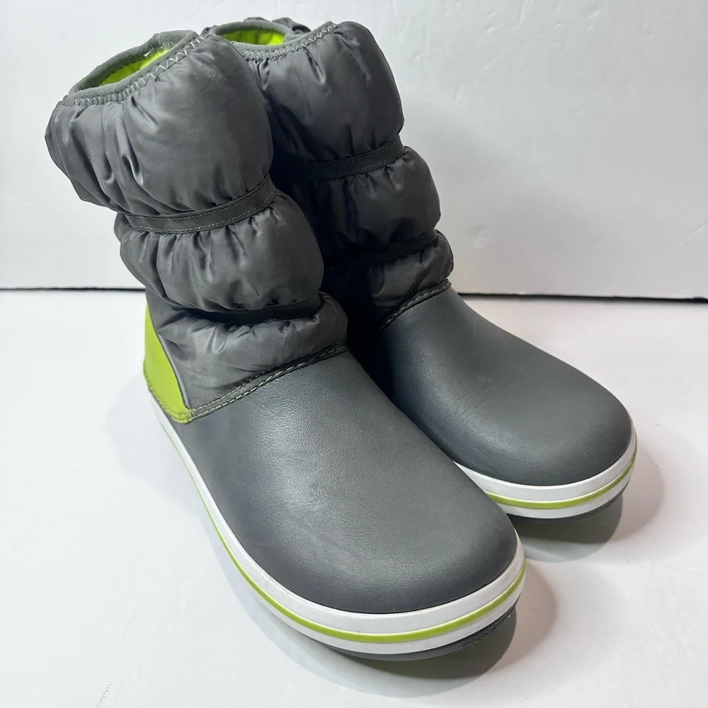 Kids Gray and Green CROC Boots